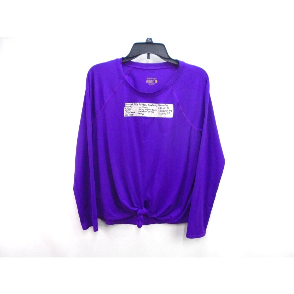 Lilly Pulitzer Kieran Luxletic Womens Size L Long Sleeve Purple Tie Front - Picture 1 of 14